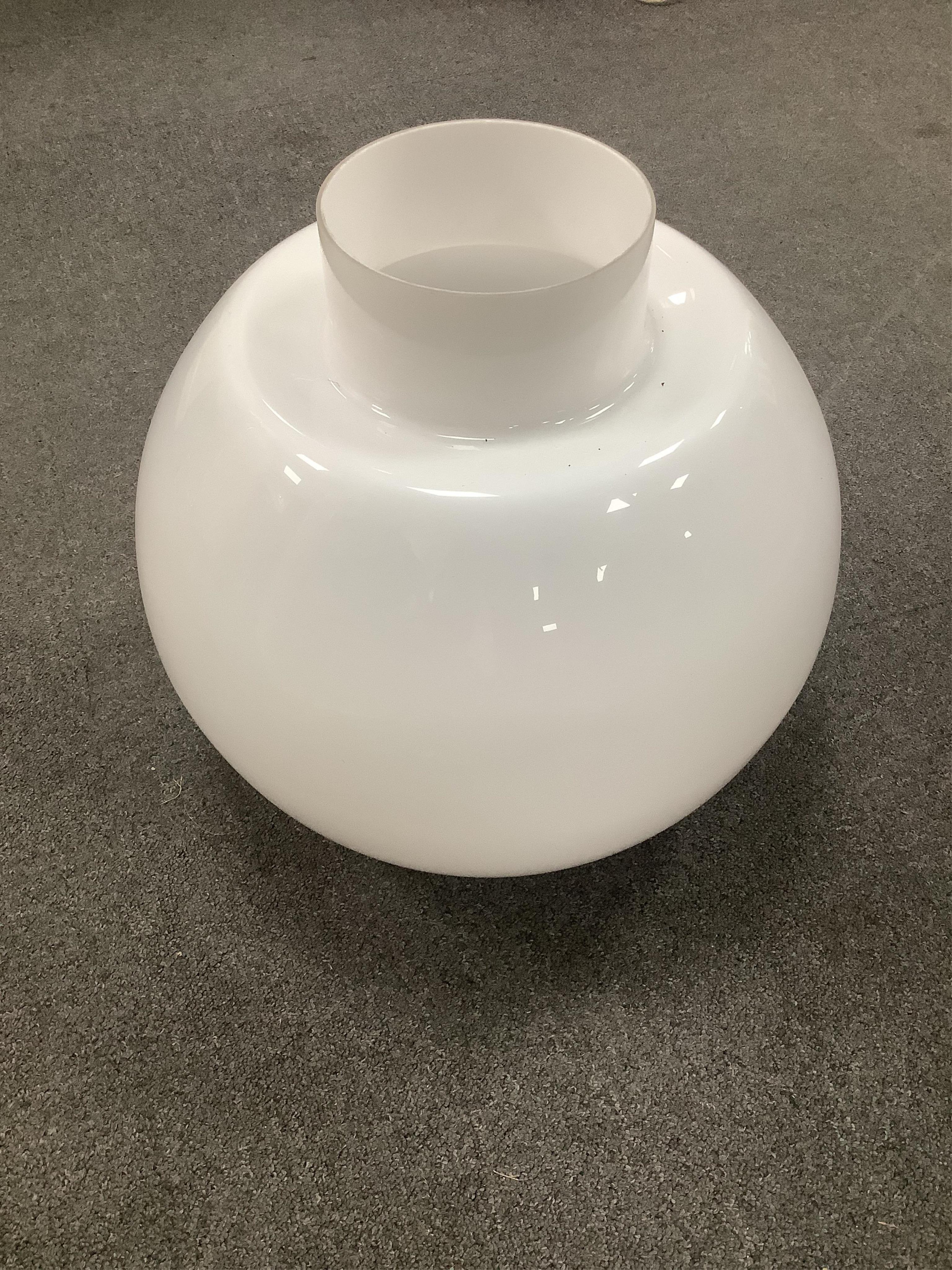 A mid century opaque glass pendant shade, height 41cm. Condition - good